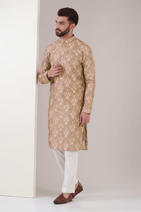 Kasbah Silk Vintage Chikankari Embroidered Kurta Set 