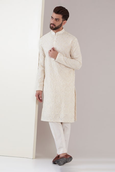 Kasbah Tonal Floral Embroidered Kurta With Pant 