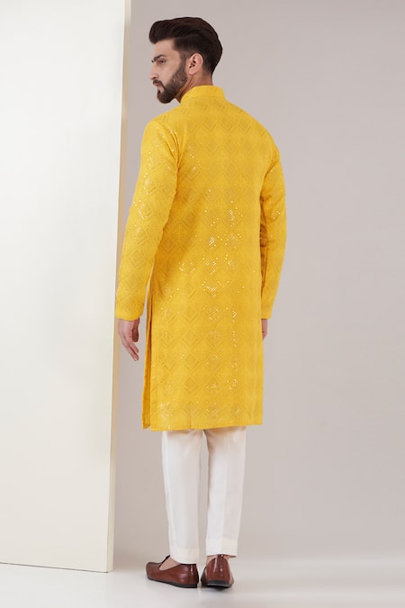 Kasbah Chikankari Floral Embroidered Kurta With Pant 