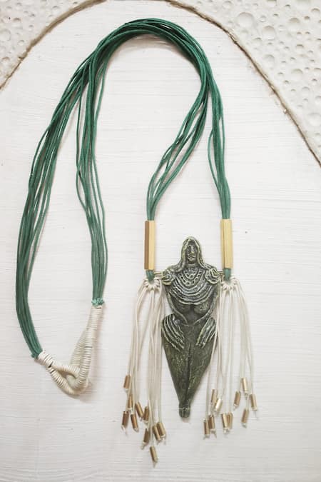 Aranya Earthcraft Harappan Mother God Carved Pendant Necklace 