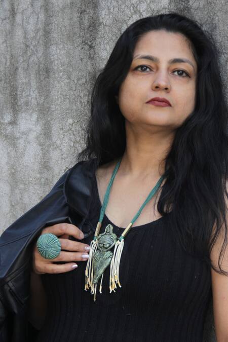 Shop_Aranya Earthcraft_Green Harappan Mother God Carved Pendant Necklace _Online_at_Aza_Fashions