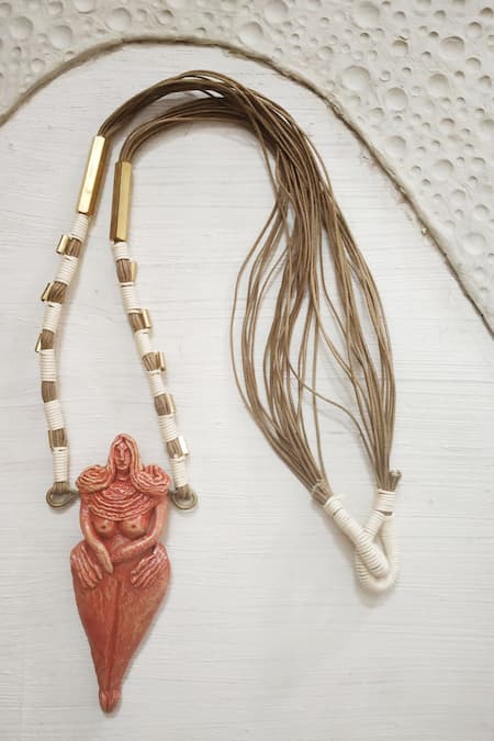 Aranya Earthcraft Carved Harappan Mother God Pendant Necklace 