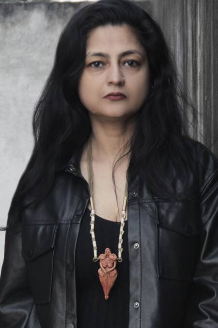 Aranya Earthcraft_Red Carved Harappan Mother God Pendant Necklace _at_Aza_Fashions