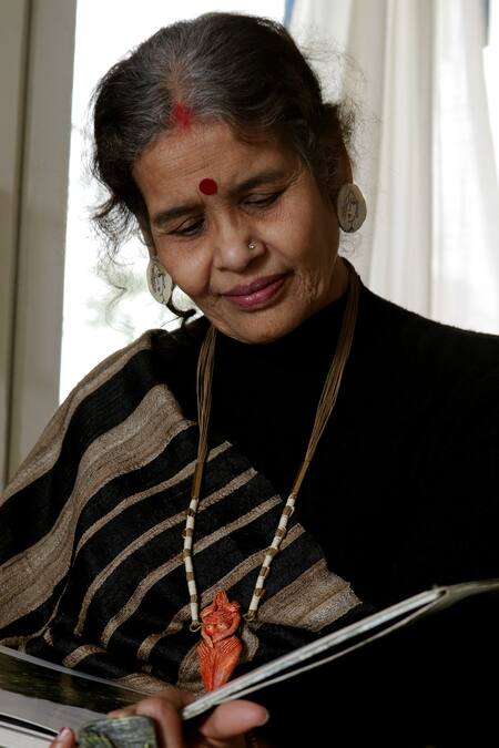 Aranya Earthcraft_Red Carved Harappan Mother God Pendant Necklace _Online_at_Aza_Fashions