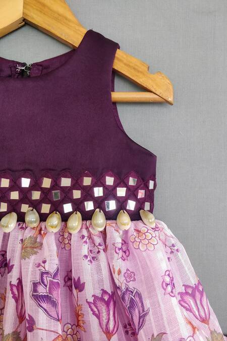 Label Neeti Purple Cotton, Silk Mirrorwork Embellished Yoke Peplum Kurta With Sharara Online at Aza Fashions Label Neeti_Purple Cotton, Silk Mirrorwork Embellished Yoke Peplum Kurta With Sharara _Online_at_Aza_Fashions