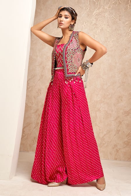 Aditi Somani Pink Modal, Satin Beads, Sequins, Zari, Embroidery Square Jacket Palazzo Set Online at Aza Fashions Aditi Somani_Pink Modal, Satin Beads, Sequins, Zari, Embroidery Square Jacket Palazzo Set _Online_at_Aza_Fashions