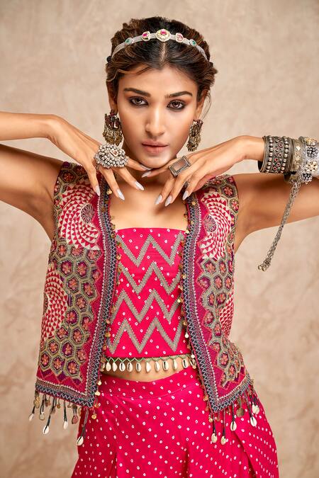 Buy Aditi Somani Pink Modal, Satin Beads, Sequins, Zari, Embroidery Square Jacket Palazzo Set Online at Aza Fashions Buy_Aditi Somani_Pink Modal, Satin Beads, Sequins, Zari, Embroidery Square Jacket Palazzo Set _Online_at_Aza_Fashions