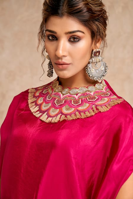 Buy Aditi Somani Pink Silk, Modal, Satin Embroidered Cape And Dhoti Pant Set Online at Aza Fashions Buy_Aditi Somani_Pink Silk, Modal, Satin Embroidered Cape And Dhoti Pant Set _Online_at_Aza_Fashions