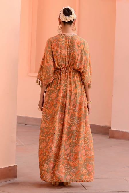 Rishi and Vibhuti Mirage Tropical Print Kaftan 