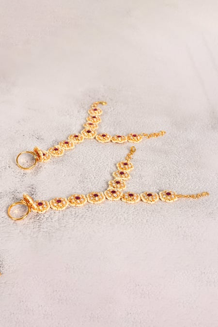 Moh-Maya By Disha Khatri Kundan Stone & Pearls Haathphool Set 