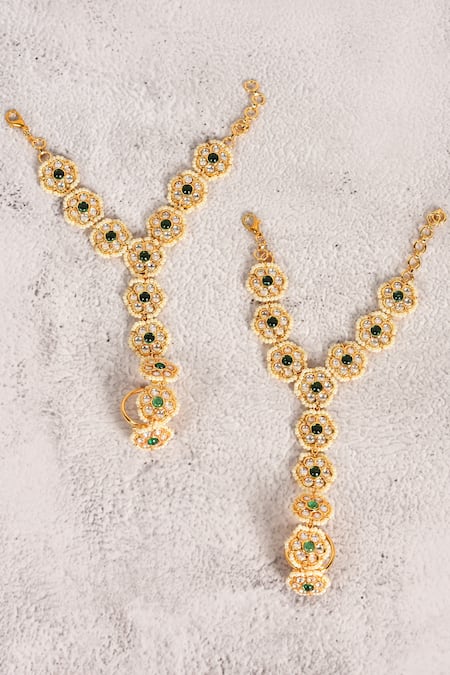 Moh-Maya By Disha Khatri Kundan & Pearl Haathphool Set 