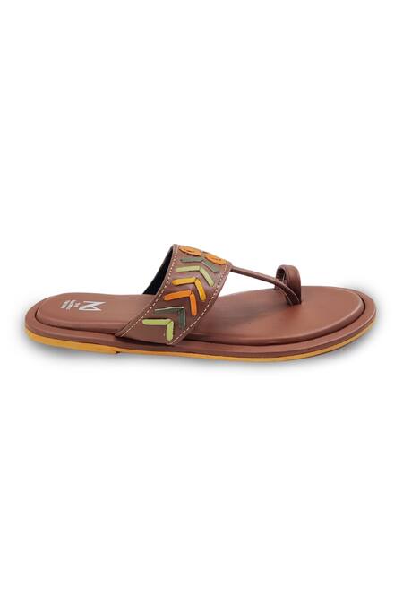 Shop_The Madras Trunk_Brown Leather Kolhapuri Flats _Online_at_Aza_Fashions