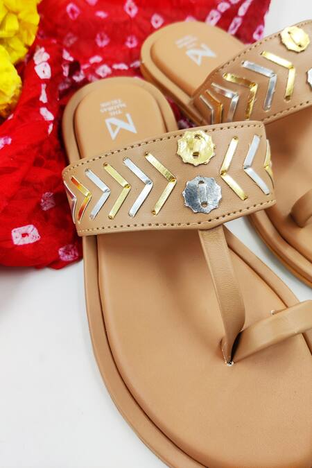 The Madras Trunk_Brown Handcrafted Kolhapuri Leather Flats _Online_at_Aza_Fashions