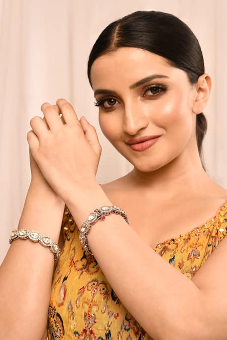 Moh-Maya by Disha Khatri Gold Polki Embellished Bangles Set 