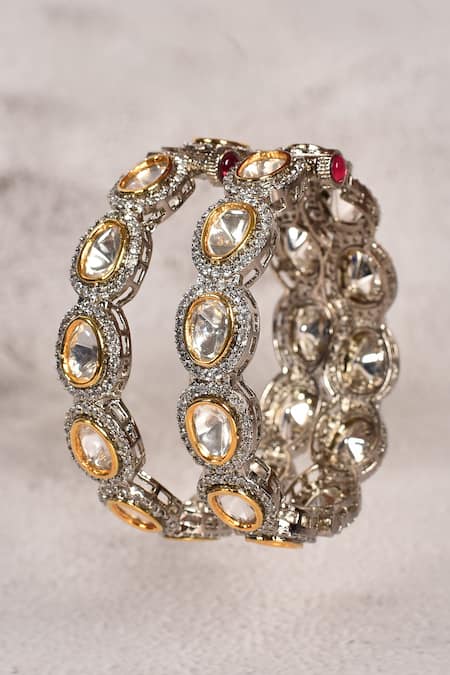 Moh-Maya By Disha Khatri Gold Polki Embellished Bangles Set 