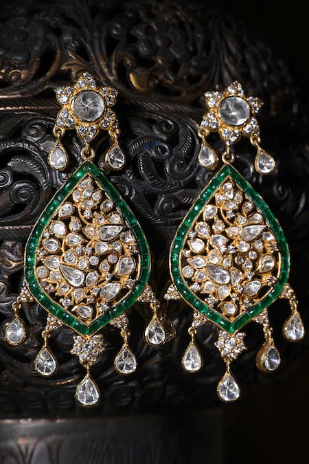 Kaari Gold Floral Polki Danglers 