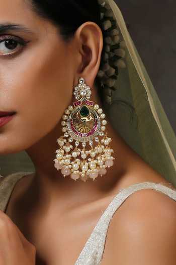 Buy Swabhimann Multi Color Pearls Multicolor Kundan Chandbalis at Aza Fashions Buy_Swabhimann_Multi Color Pearls Multicolor Kundan Chandbalis_at_Aza_Fashions