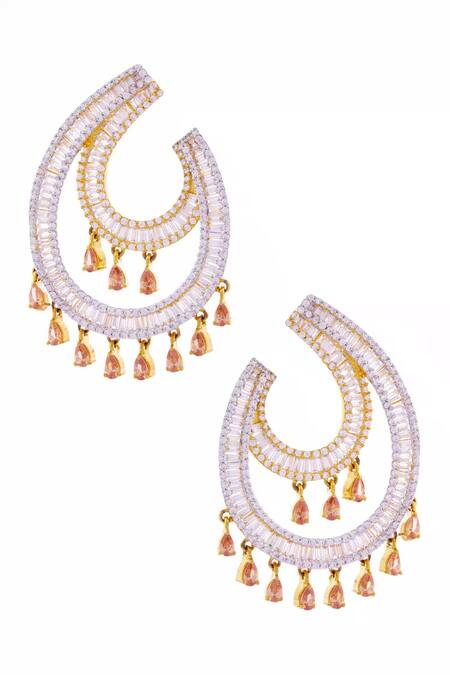 Shop Minaki Gold Plated Crystals, Stones Danglers at Aza Fashions Shop_Minaki_Gold Plated Crystals, Stones Danglers_at_Aza_Fashions