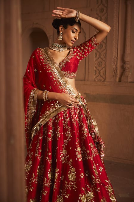 Lovely Red Colored Designer Bridal Lehenga Choli
