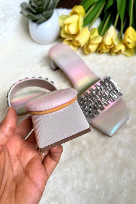 Modanta Footwear Multi Color Foil Printing Faux Diamond Rainbow Heels Online at Aza Fashions Modanta Footwear_Multi Color Foil Printing Faux Diamond Rainbow Heels _Online_at_Aza_Fashions