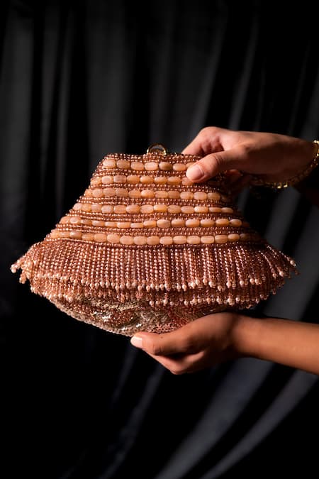ClutcH'D Beaded Embellished Suede Clutch Bag 
