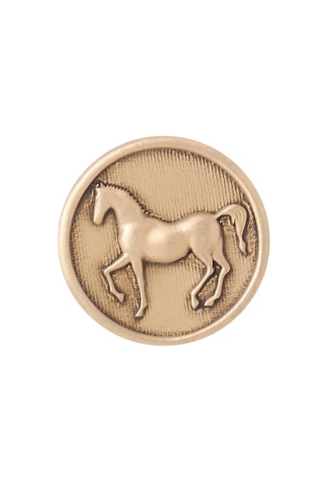 Buy_Cosa Nostraa_Gold Stallion Shimmer Buttons - Set Of 5 _Online_at_Aza_Fashions