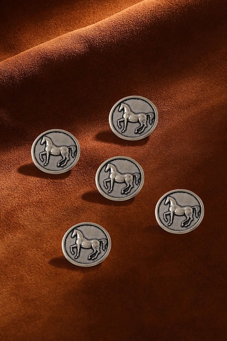 Cosa Nostraa Stallion Shimmer Carved Buttons - Set of 5 