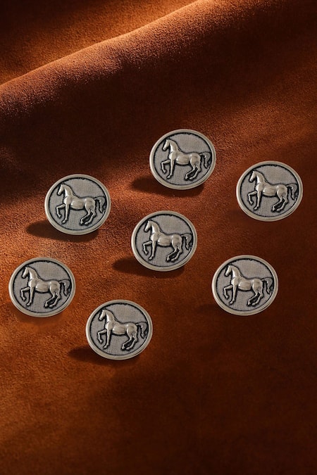 Cosa Nostraa Stallion Shimmer Carved Buttons - Set of 7 