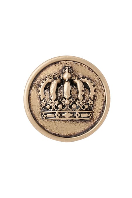 Buy_Cosa Nostraa_Gold Antique Crown Buttons Set Of 5 _Online_at_Aza_Fashions
