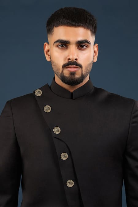 Shop Cosa Nostraa Gold Emperor Crown Buttons - Set Of 7 at Aza Fashions Shop_Cosa Nostraa_Gold Emperor Crown Buttons - Set Of 7 _at_Aza_Fashions