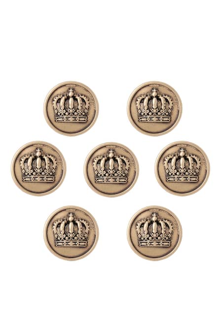 Cosa Nostraa Gold Emperor Crown Buttons - Set Of 7 Online at Aza Fashions Cosa Nostraa_Gold Emperor Crown Buttons - Set Of 7 _Online_at_Aza_Fashions