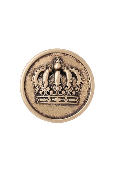 Buy Cosa Nostraa Gold Emperor Crown Buttons - Set Of 7 Online at Aza Fashions Buy_Cosa Nostraa_Gold Emperor Crown Buttons - Set Of 7 _Online_at_Aza_Fashions
