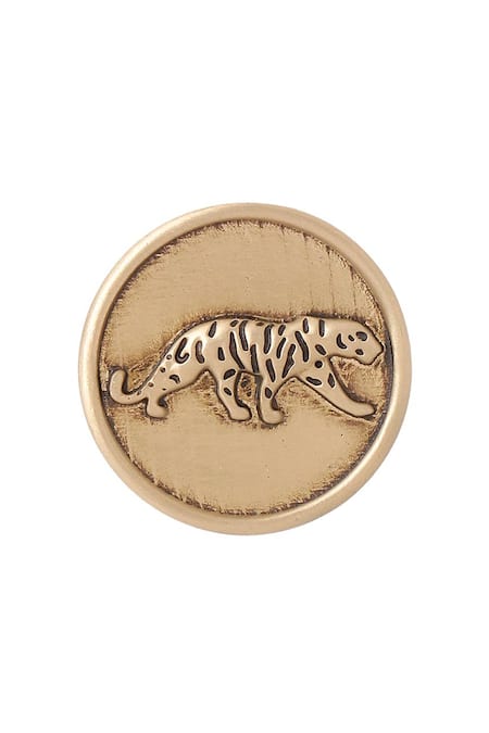 Buy Cosa Nostraa Gold Calm Cheetah Button - Set Of 5 Online at Aza Fashions Buy_Cosa Nostraa_Gold Calm Cheetah Button - Set Of 5 _Online_at_Aza_Fashions