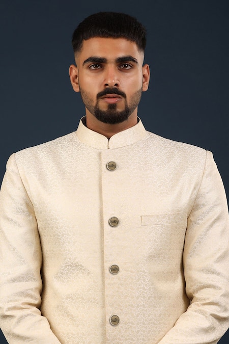 Shop Cosa Nostraa Gold Biker Buttons - Set Of 5 at Aza Fashions Shop_Cosa Nostraa_Gold Biker Buttons - Set Of 5 _at_Aza_Fashions