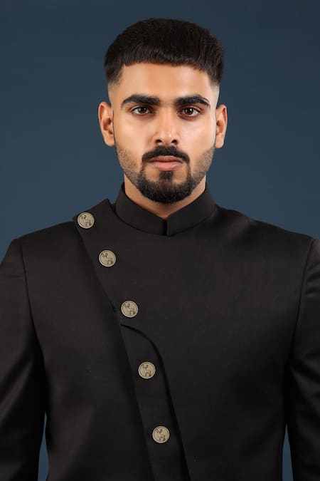 Shop Cosa Nostraa Gold Daring Deer Buttons - Set Of 5 at Aza Fashions Shop_Cosa Nostraa_Gold Daring Deer Buttons - Set Of 5 _at_Aza_Fashions