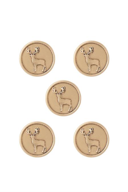 Cosa Nostraa Gold Daring Deer Buttons - Set Of 5 Online at Aza Fashions Cosa Nostraa_Gold Daring Deer Buttons - Set Of 5 _Online_at_Aza_Fashions