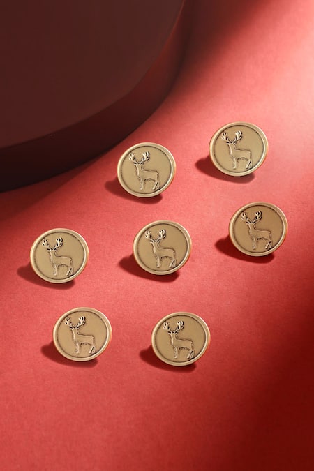 Cosa Nostraa Daring Deer Brass Buttons - Set of 7 