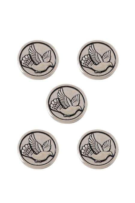 Cosa Nostraa Grey Flying Bird Buttons - Set Of 5 Online at Aza Fashions Cosa Nostraa_Grey Flying Bird Buttons - Set Of 5 _Online_at_Aza_Fashions