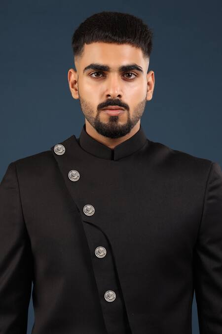 Shop Cosa Nostraa Grey Flying Bird Brass Buttons - Set Of 7 at Aza Fashions Shop_Cosa Nostraa_Grey Flying Bird Brass Buttons - Set Of 7 _at_Aza_Fashions