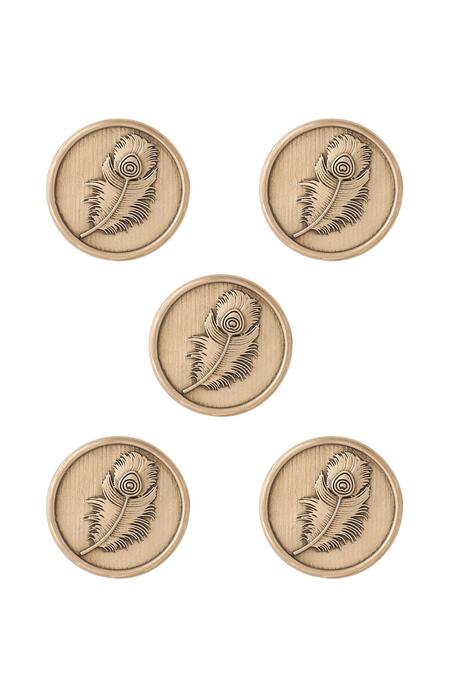 Cosa Nostraa - Grey Flying Wonder Brass Buttons - Set Of 5