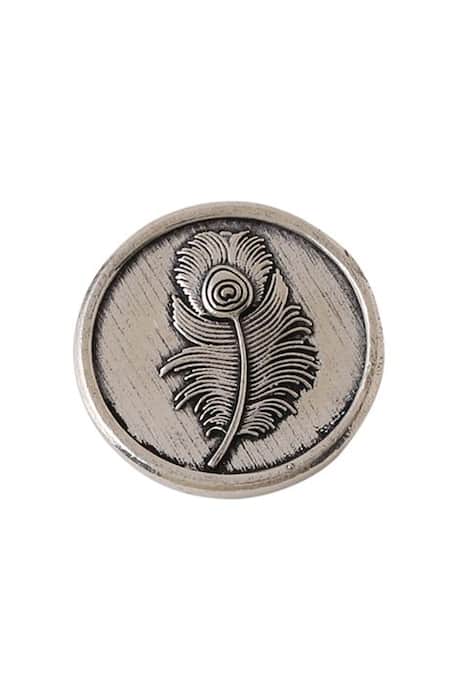 Buy Cosa Nostraa Grey Peacock Feather Brass Buttons - Set Of 7 Online at Aza Fashions Buy_Cosa Nostraa_Grey Peacock Feather Brass Buttons - Set Of 7 _Online_at_Aza_Fashions