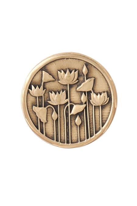 Buy Cosa Nostraa Gold Lotus Garden Buttons - Set Of 5 Online at Aza Fashions Buy_Cosa Nostraa_Gold Lotus Garden Buttons - Set Of 5 _Online_at_Aza_Fashions
