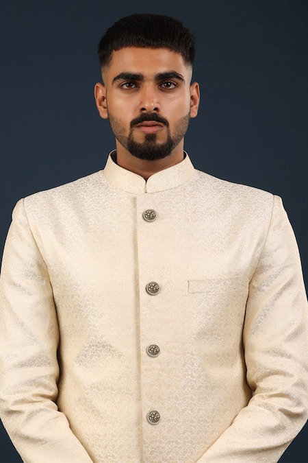 Shop Cosa Nostraa Gold Lotus Garden Brass Buttons - Set Of 7 at Aza Fashions Shop_Cosa Nostraa_Gold Lotus Garden Brass Buttons - Set Of 7 _at_Aza_Fashions