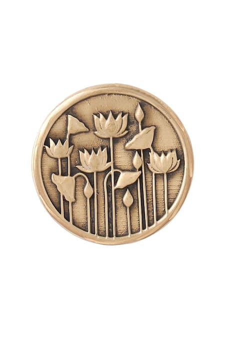 Buy Cosa Nostraa Gold Lotus Garden Brass Buttons - Set Of 7 Online at Aza Fashions Buy_Cosa Nostraa_Gold Lotus Garden Brass Buttons - Set Of 7 _Online_at_Aza_Fashions