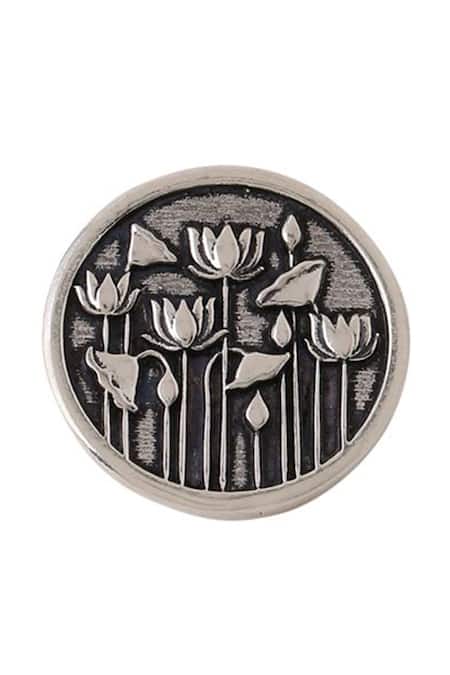 Buy_Cosa Nostraa_Grey Lotus Garden Buttons - Set Of 5 _Online_at_Aza_Fashions
