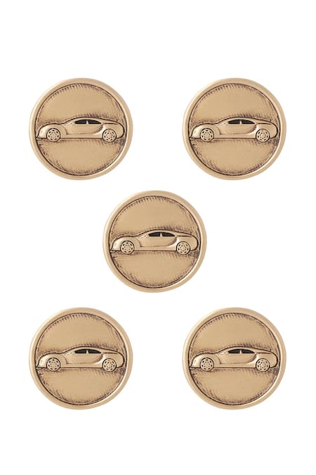 Cosa Nostraa Gold Car Power Buttons - Set Of 5 Online at Aza Fashions Cosa Nostraa_Gold Car Power Buttons - Set Of 5 _Online_at_Aza_Fashions
