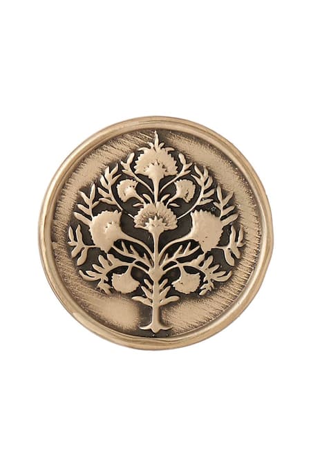 Buy Cosa Nostraa Gold Cut Work Tree Carved Buttons - Set Of 5 Online at Aza Fashions Buy_Cosa Nostraa_Gold Cut Work Tree Carved Buttons - Set Of 5 _Online_at_Aza_Fashions