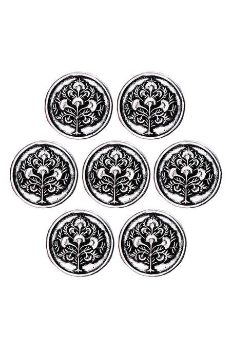 Cosa Nostraa Silver Tree Buttons - Set Of 7 Online at Aza Fashions Cosa Nostraa_Silver Tree Buttons - Set Of 7_Online_at_Aza_Fashions