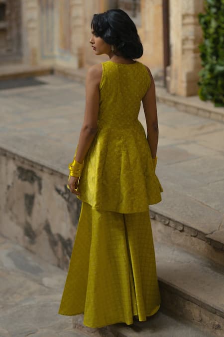 Baaro Masi Brocade Peplum Kurta Sharara Set 