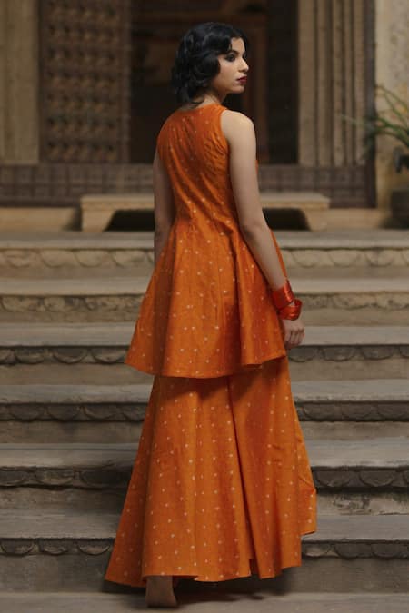 Baaro Masi Brocade Woven Peplum Kurta Sharara Set 